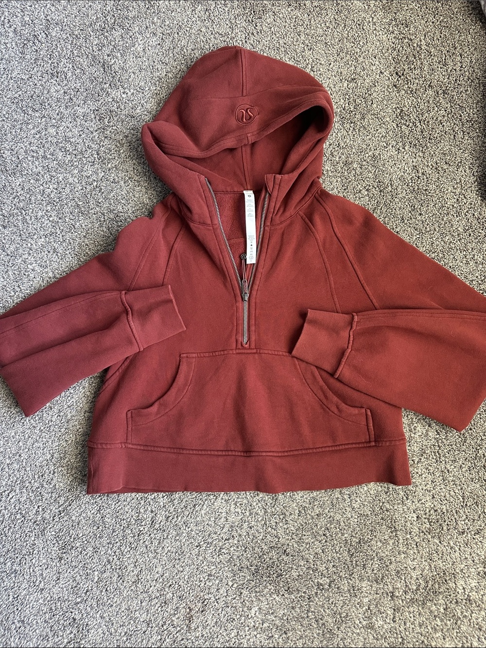 lululemon athletica Women's Half-Zip Hoodie Sweater - Brick Red